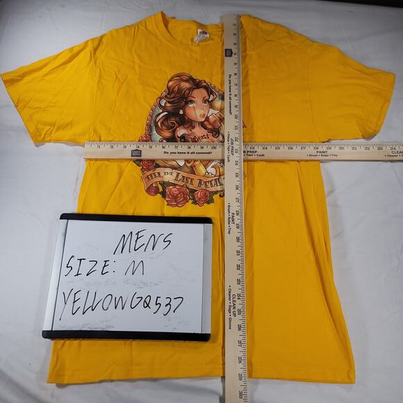 Beauty and the Beast Till the Last Petal Falls Shirt Adult Mens Size M Yellow - Picture 6 of 9